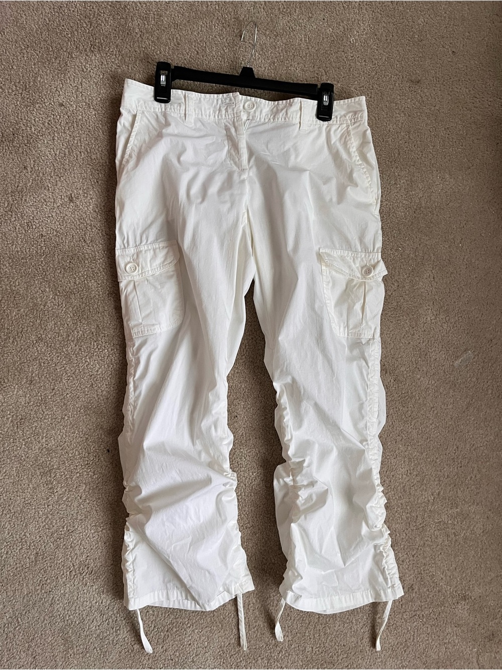 INC International Concepts White Cargo Capri Pants with Drawstring